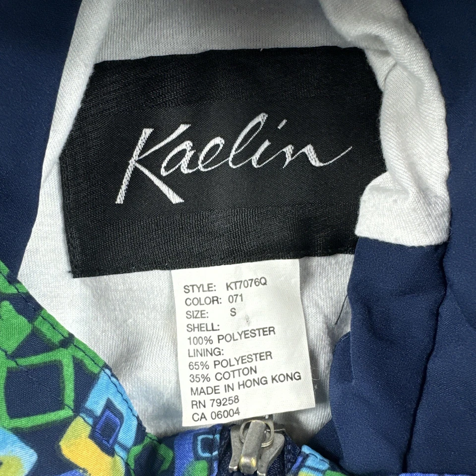 Vtg Kaelin Track Jacket Womens S Blue Geometric Zip Up 90s Y2K Windbreaker Coat - Image 3 of 4