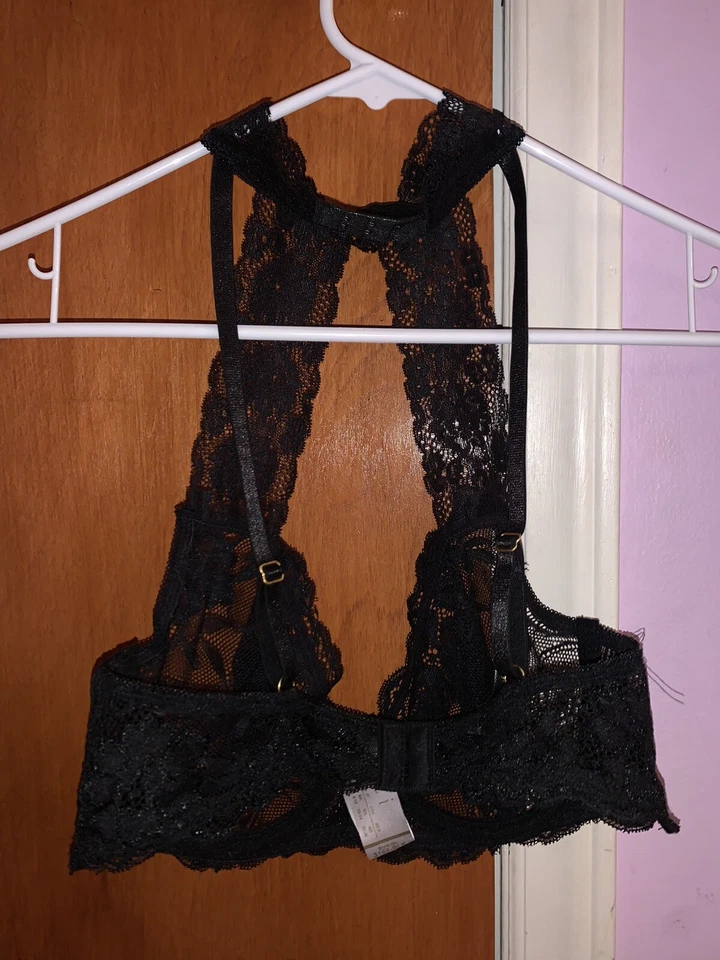 Black Lace Halter Neckline Sexy Bra - Baci, USA size M/L 10-14  - Image 2 of 4