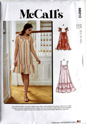 MCCALLS PATTERN 8213  DRESSES  MISSES SIZES  LARGE XLARGE XXLARGE    NEW  UNCUT