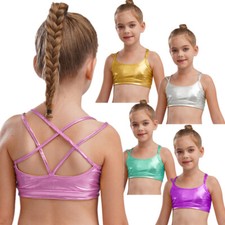 Girls Costume Training Dancewear Party Tops Dance Tees Gymnastics Bralette Gym