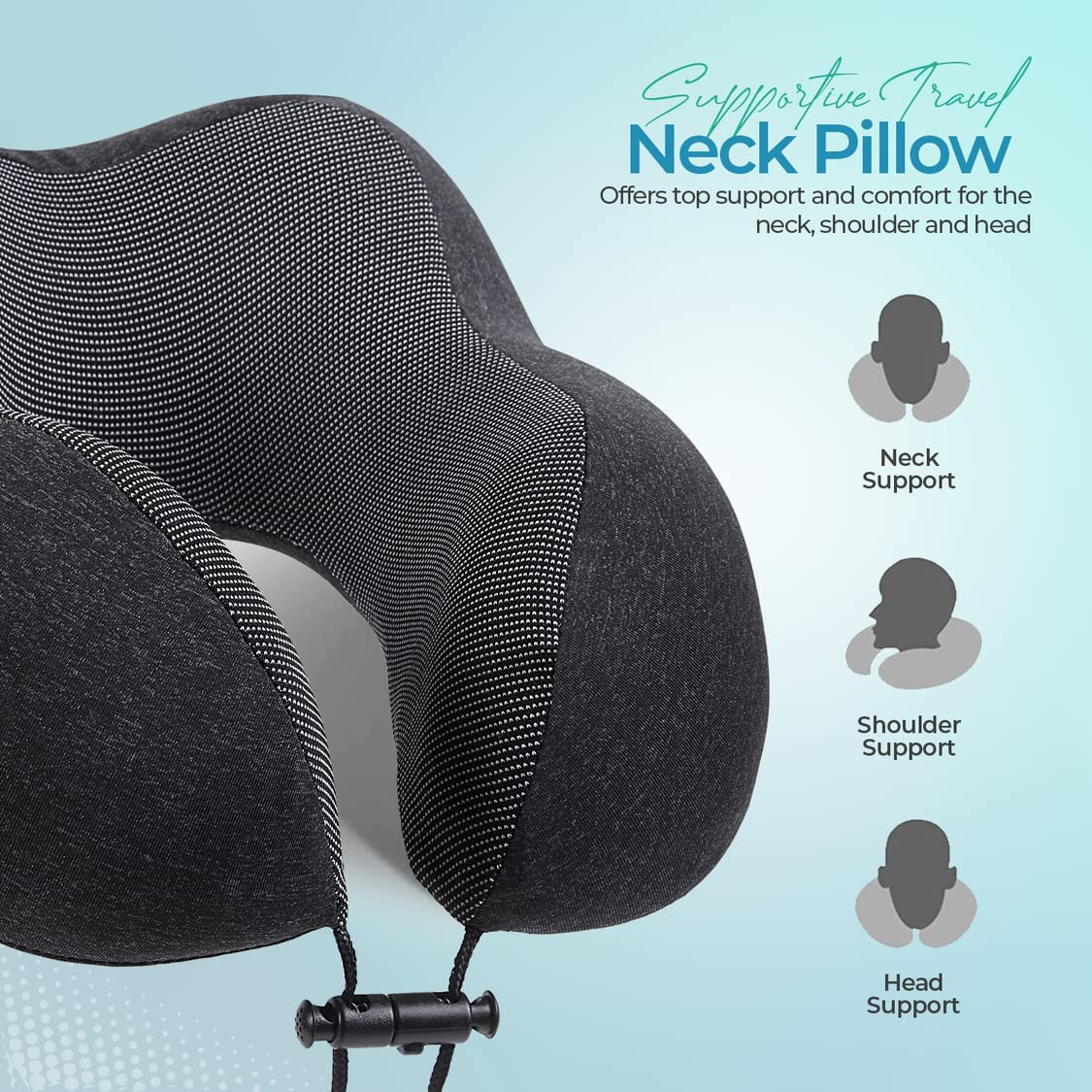 Neck Pillow Travel Pillow Set with Eye Mask, Earplugs Comfortable