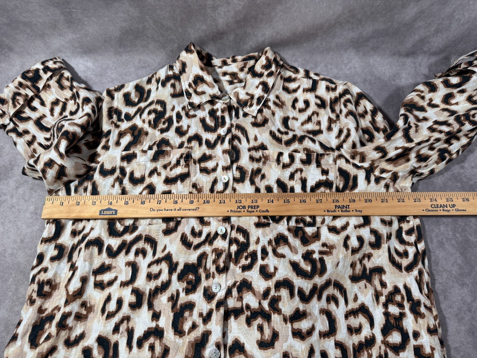 Ruby Rd Road Linen Button Up Shirt Leopard Print … - image 6