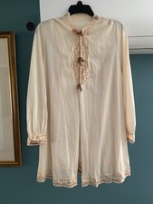 Vintage VANITY FAIR NYLON / Lace Peignoir Robe Nightgown Sleepwear Set Sz 34