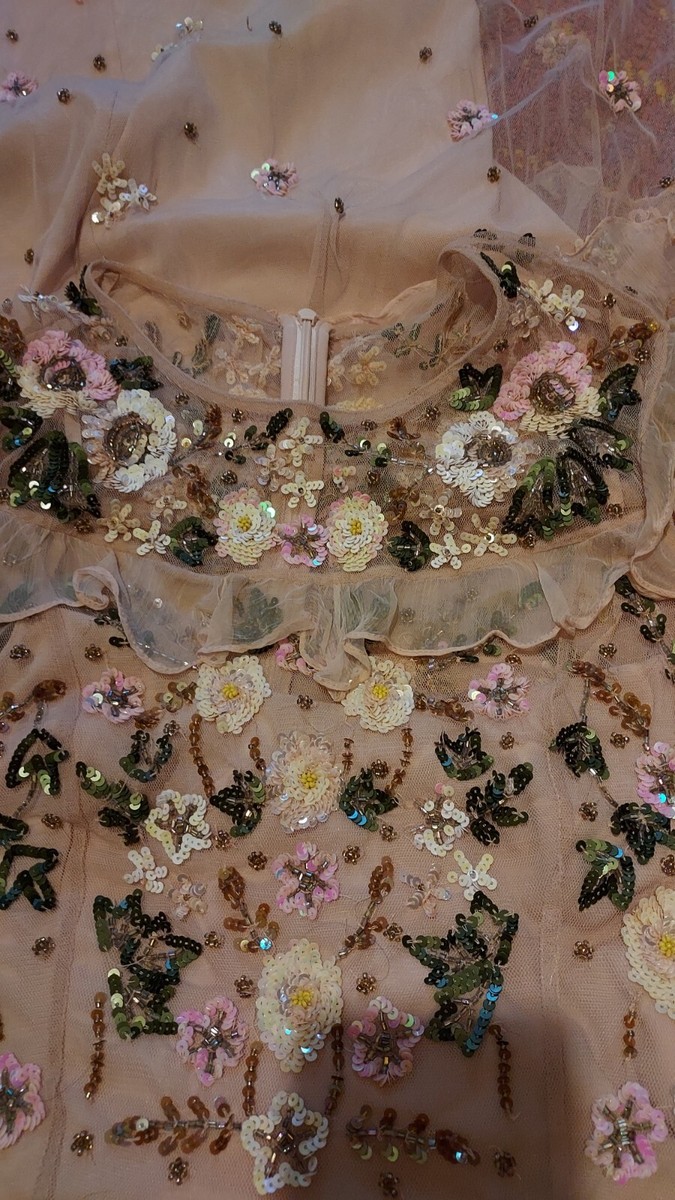 Needle & Thread $650 'Floral Frill' Embellished Maxi Dress*Blush/Pink*4 US  | eBay