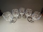 SET OF 5 BOHEMIA CRYSTAL CLAUDIA WINE  GOBLETS  5  3/4" TALL FACETED BALL STEMS — photo 2