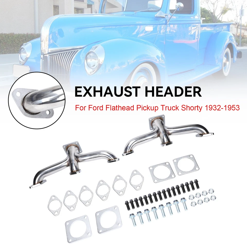 Exhaust Header Manifold Fits Ford Flathead Pickup Truck Shorty 1932-1953 1952 V8 Foto 2 de 4