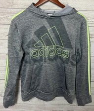 Adidas Youth Boys Hoodie Gray Hooded Sweatshirt Long Sleeve Logo Size 14/16