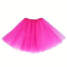 Women Girl Tutu Skirt 80s Fancy Dress Adult Kid Dance Petticoat Hen Party(Plain)