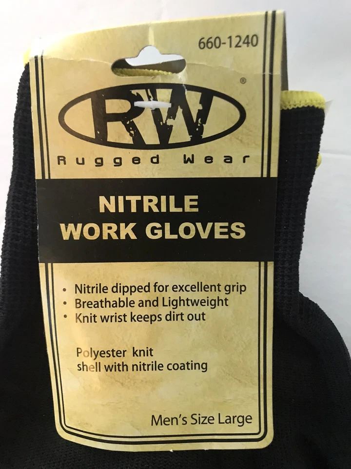3 Pairs Nitrile-Coated Work Gloves - Black - Men’s Size Large - Image 2 of 4