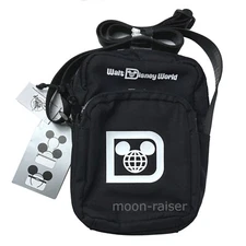 Disney Parks Walt Disney World Logo Crossbody Bag Black Cell Phone Camera Bag