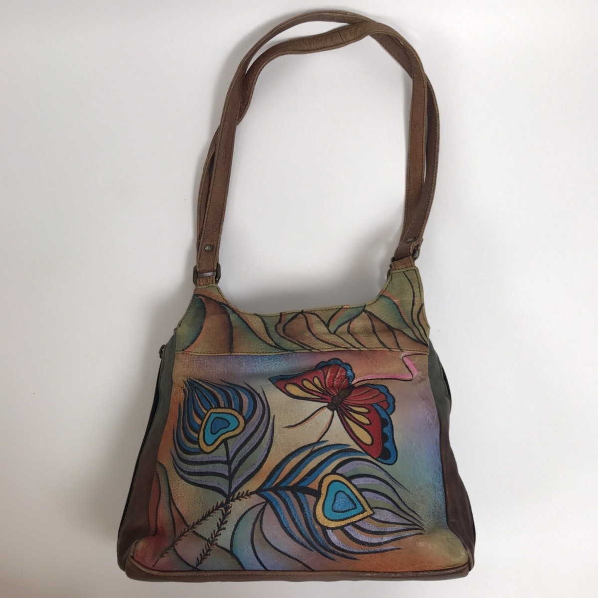 Vintage Y2K Leather Fairy Grunge Butterfly Shoulder Bag Painted 