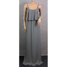 Show Me Your Mumu Dress Women S Caitlin Ruffle Maxi Soft Charcoal Crisp Gray NWT