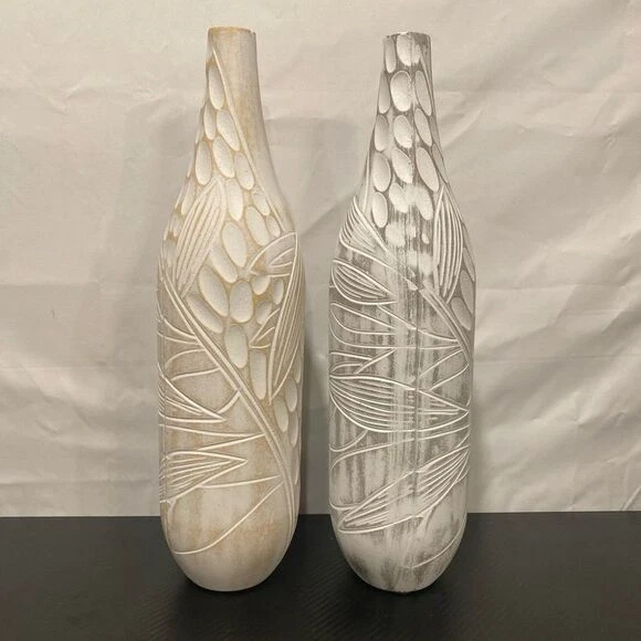 Fall Harvest White/Biege and White/Grey Rustic 15" Vases