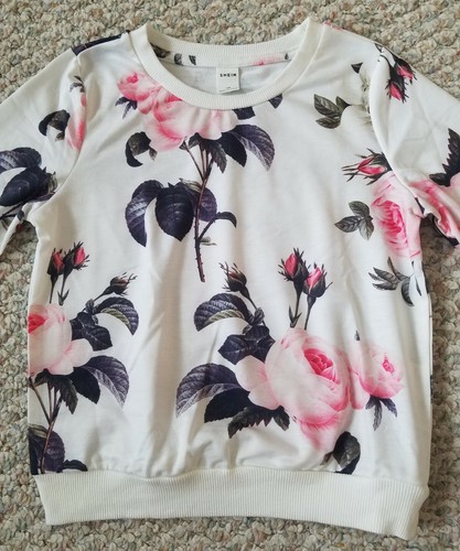 SHEIN Youth NEW Cream Floral Long Sleeve Sweater/Sweatshirt Size 130 - Picture 8 of 9