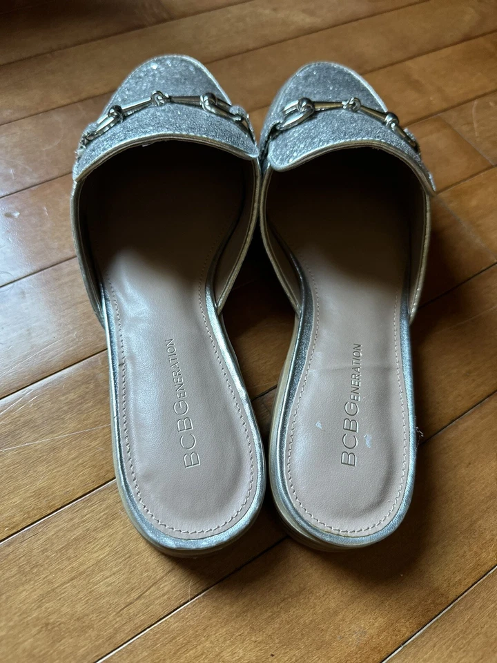 BCBGenerational Zorie Bit Silver Glitter Mules Size 9 - Image 4 of 4