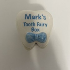 Mark Tooth Fairy Saver Trinket Box Ceramic Papel Giftware 1.75"
