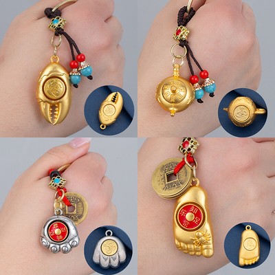 Creative Zodiac Snake Rotating Keychain Stress Relief Feng Shui Keyring Pendant
