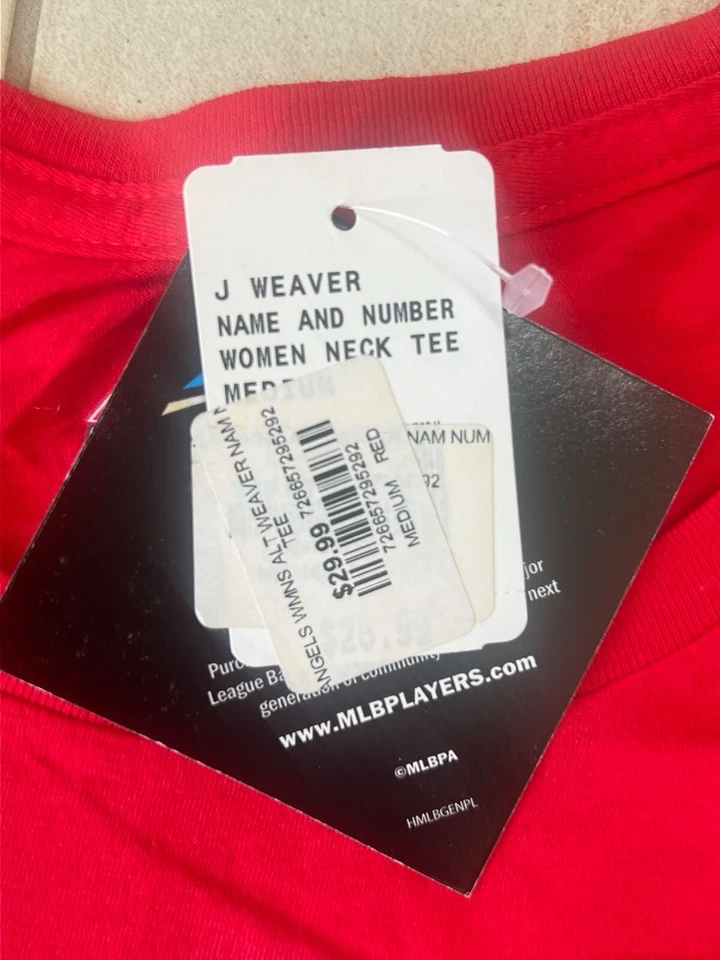 Anaheim Angels Red Shirt Womens Medium Weaver 36 MLB Baseball - Image 4 of 4