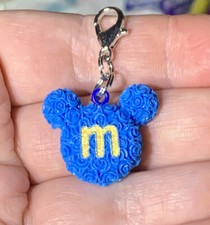 Blue Mickey Mouse Rose   Charm Zipper Pull  Keychain Add On Clip 