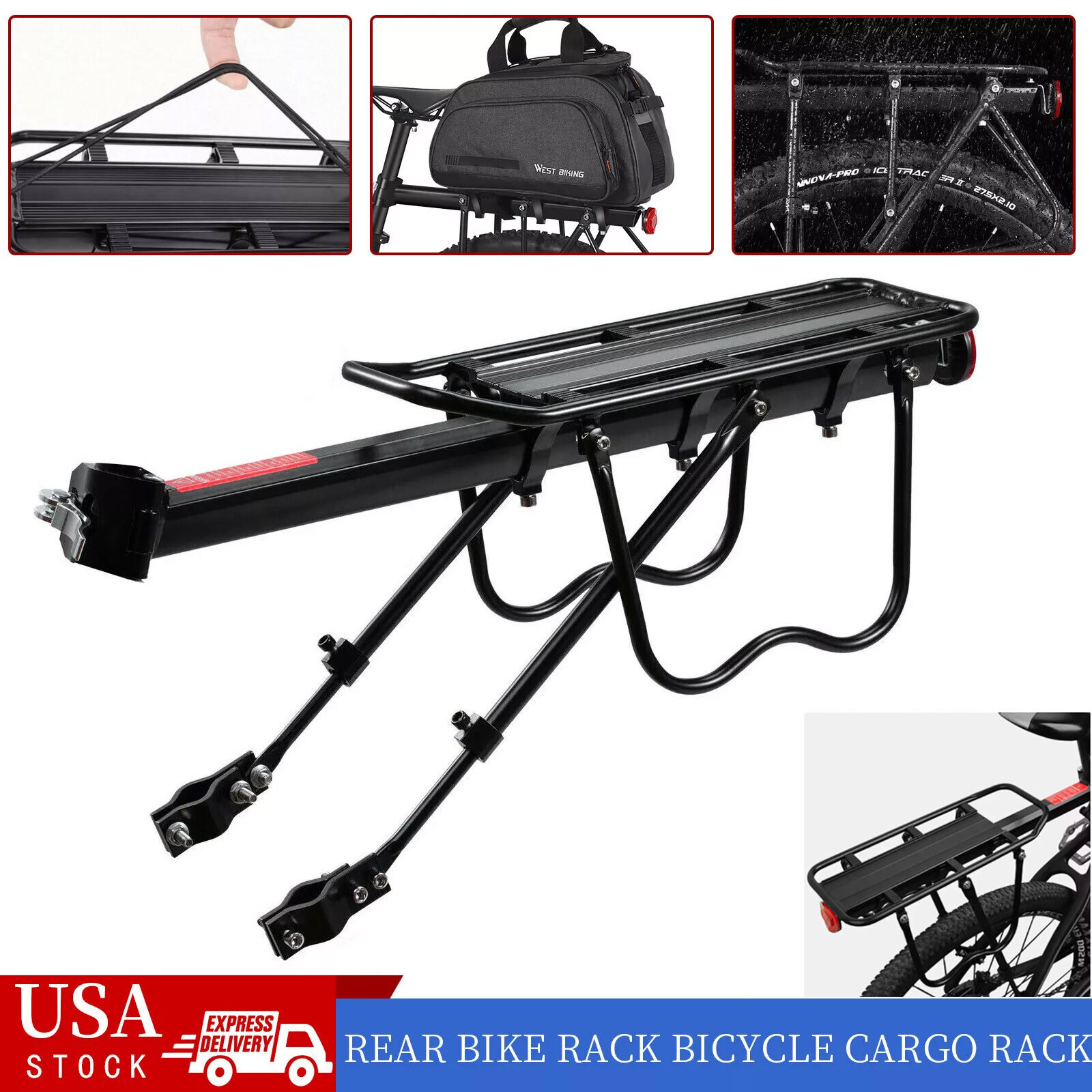 (New) Bike Rear Carrier Rack Mountain Road Bicycle Bracket Cycle Luggage Cargo Holder (22.70 USD)