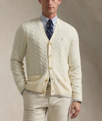 $198 Polo Ralph Lauren Men's Cable-Knit Wool-Cashmere Cardigan