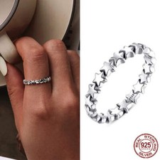 925 Solid Sterling Silver 52-54-56-58-L-M-N-O-P-Q  Rainbow Heart Ring for Women