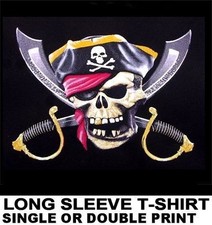 CAMISETA CUCHILLO CARIBEÑO ESPADAS CRUZADAS CALAVERA CAPITÁN PIRATA GRITANDO WS33