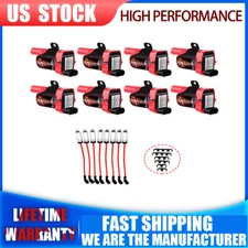 8Pack Ignition Coils & Spark Plug Wires Set For 4.8L 5.3L 6L GMC Chevy 1500 2500