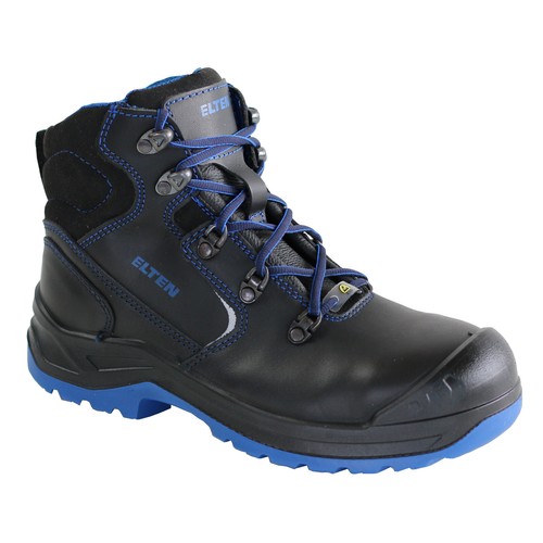 ELTEN Scarpe Antinfortunistiche Donna LENA Black-blue Mid ESD S3 - Pelle, Puntale E Soletta In Acciaio, Leggere, Impermeabili, Antiscivolo SRC, Taglia 41, Colore Nero/Blu