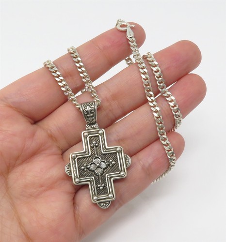 NYJEWEL Konstantino 925 Sterling Silver Cross Pendant With Chain Necklace 18" - Picture 8 of 8