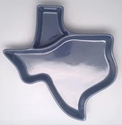 Frankoma Navy Blue Texas Shaped Chip & Dip Dish 12 X 12