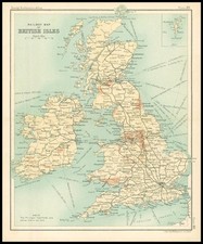c1912 Railway Map of BRITISH ISLES Chart Regions (BS10)