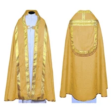 New Yellow Gold Cope & Stole Set, Capa Pluvial, Chape, Far Fronte