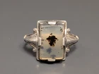 Antique Ostby Barton Art Deco Sterling Silver Moss Agate Ring Size 8