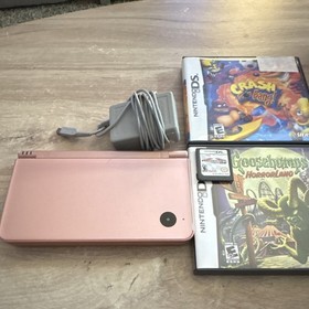 Nintendo DSi XL Pink Console Bundle w/ AC Adapter & 3 DS Games + Cases