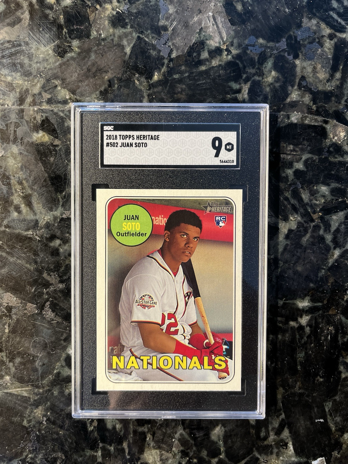 2018 Topps Heritage Juan Soto #502 Rookie SGC 9 New York Mets