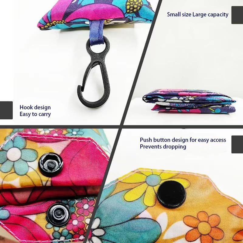 6 PCS Reusable Shopping Bags, Foldable, Washable, Waterproof Pouch, Tote,Grocery