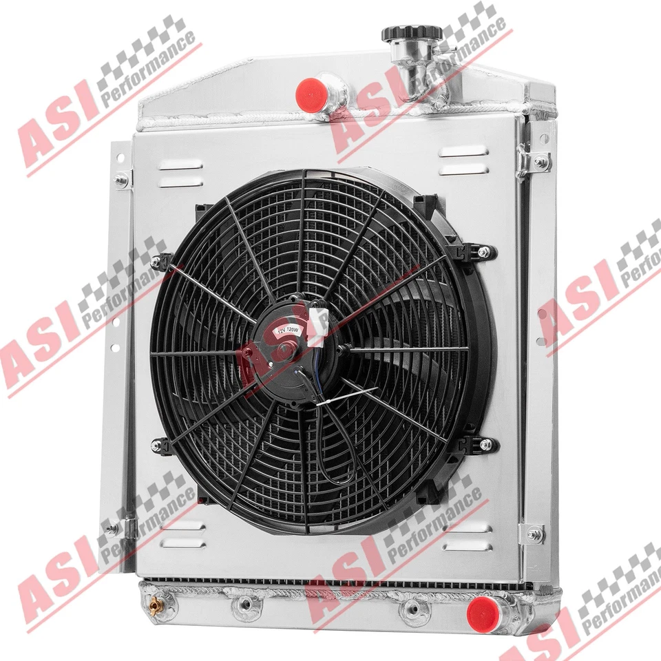 4 Row Radiator&Shroud Fan For Chevy GMC Truck Pickup V8 w/ TOC 1948-1954 HOT! - Image 4 of 4
