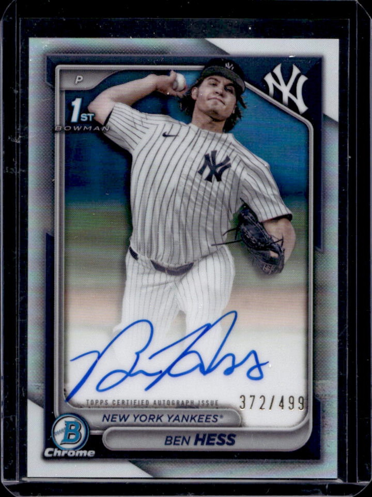 2024 Bowman Draft Ben Hess Chrome Auto Refractor 1st #372/499 Yankees