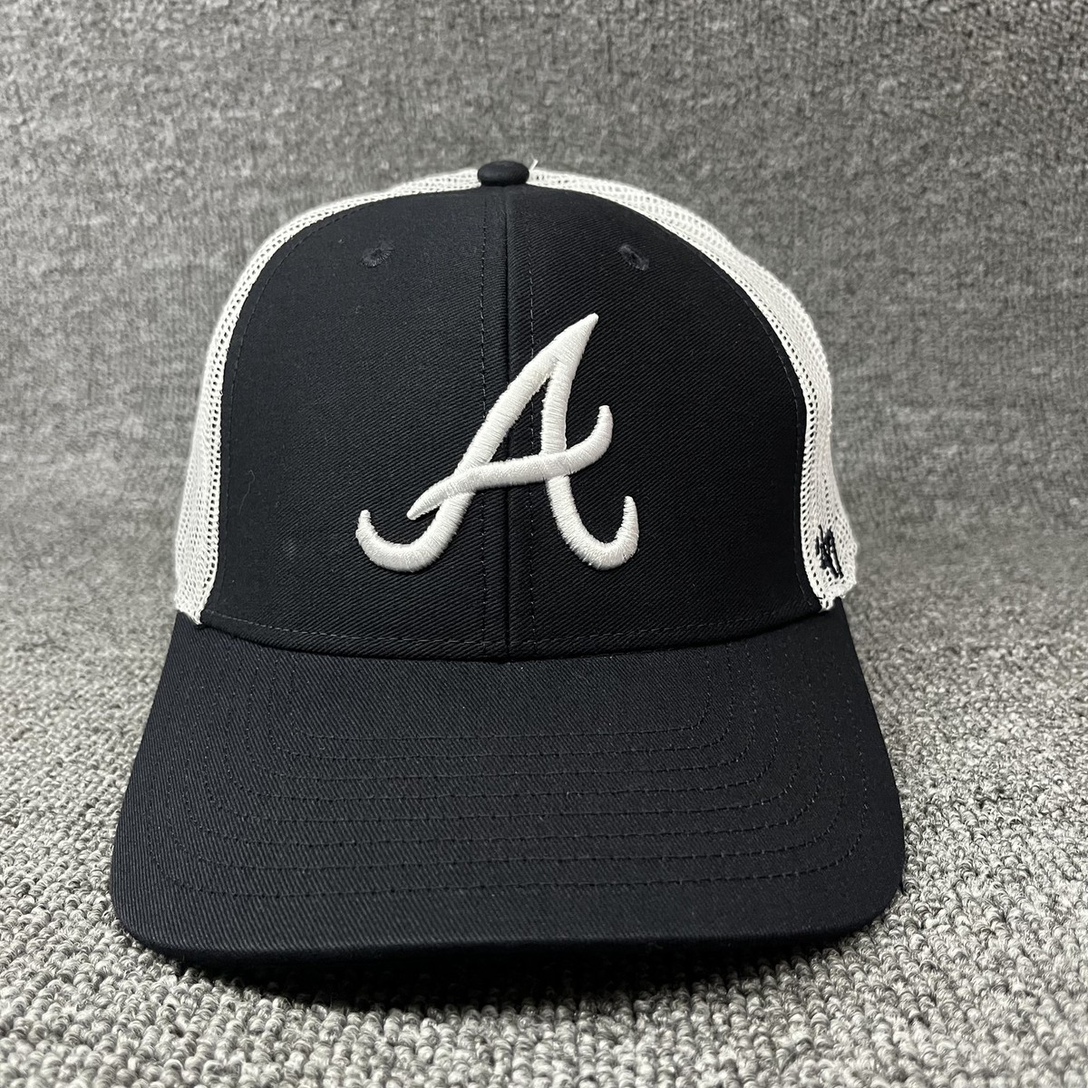 New '47 Brand Atlanta Braves Trucker Hat Black White Mesh Snapback Cap