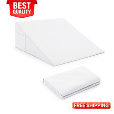 White Bed Wedge Pillow Cover with Zipper Design, Wedge Pillowcase Protector with