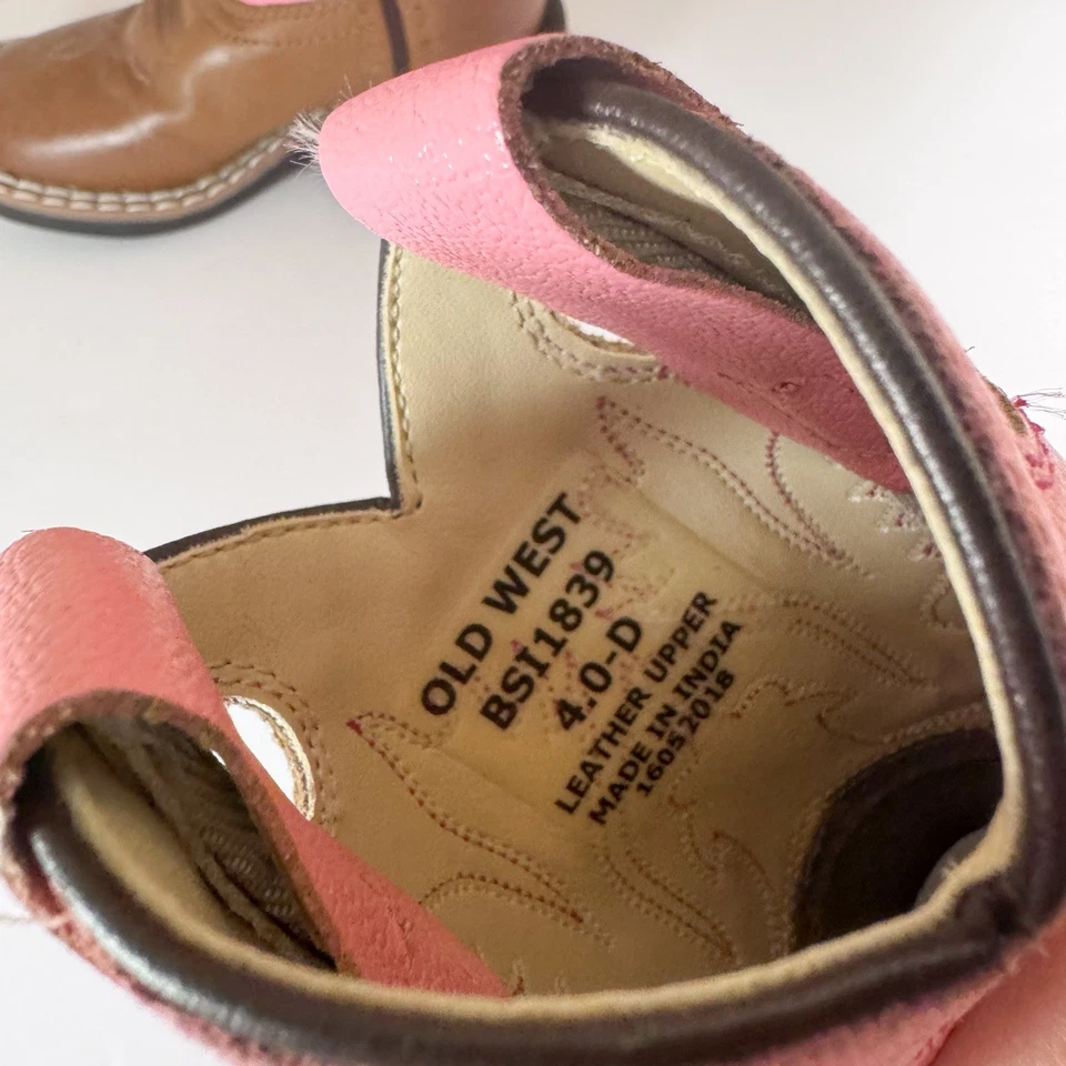 Old West 学步儿童 女孩 女牛仔 靴子 粉红色和棕色 4C 学步儿童 完好 — 第 4/4 张图片