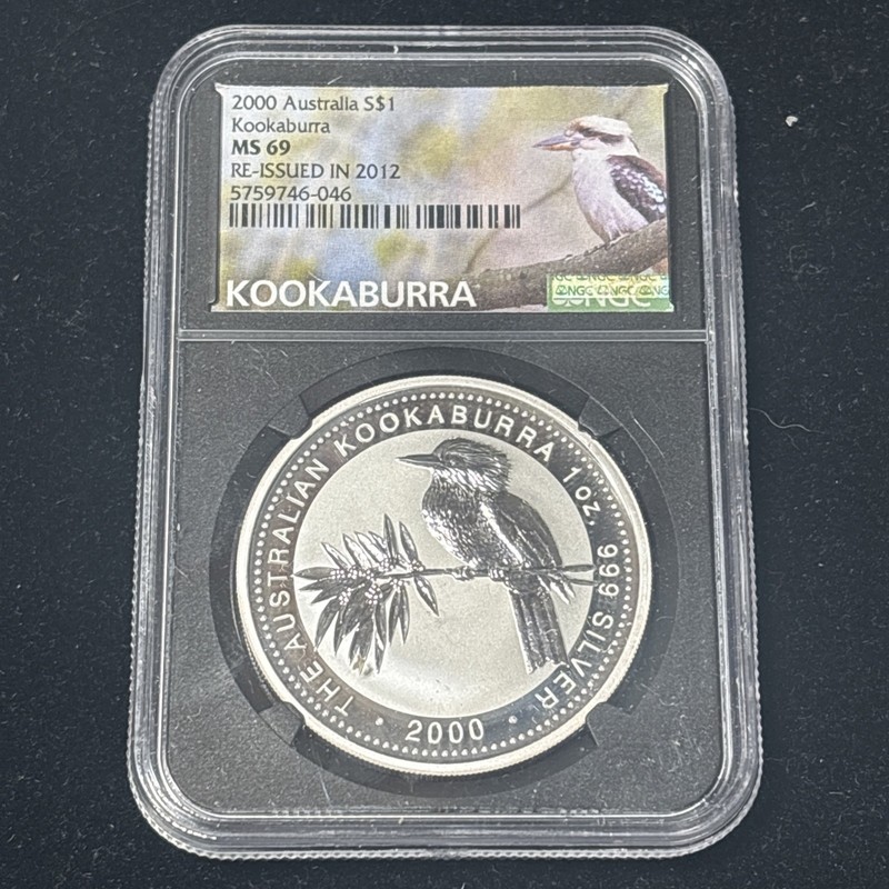 2000 MS 69 1 One Oz Silver Kookaburra Re-Issued In 2012 NGC