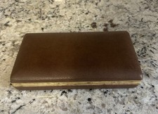 Vintage Travel Jewelry Earring Presentation Case Box Velvet Lined Faux Leather