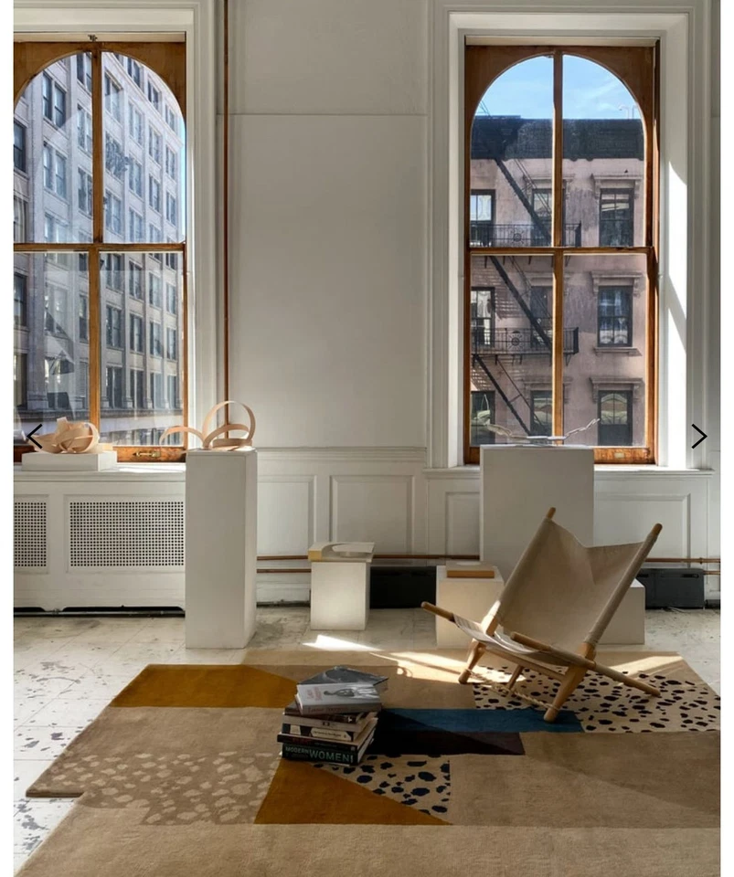 Modern Abstract Geometric Area Rug – Handmade Contemporary Carpet with Leopard - Image 3 of 4