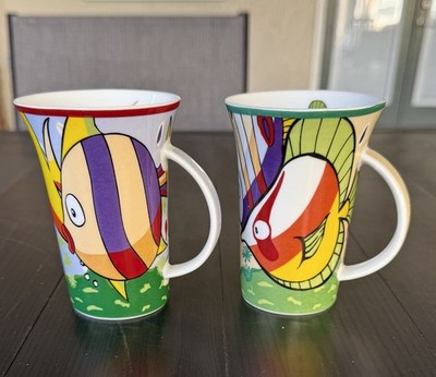 Maxwell & Williams Splash Fish Design Coffee Mugs 2 Ceramic Australia