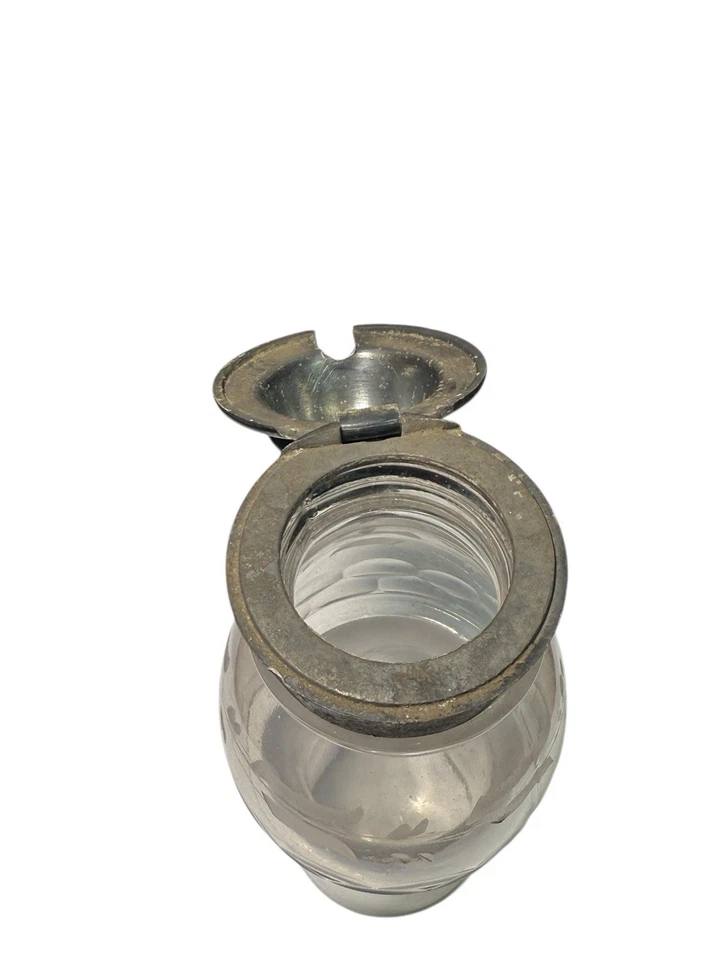 Antiguo tarro de vidrio condimento victoriano de ricino mostaza grabado repuesto Foto 2 de 4