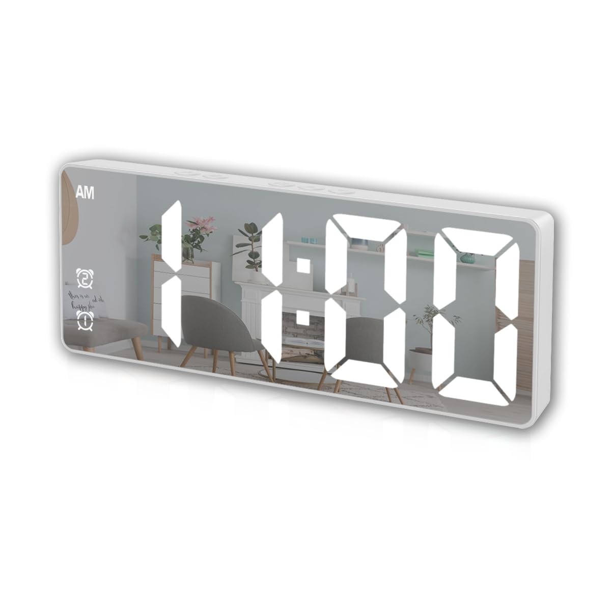 Small LED Alarm Clock, Large Display, Snooze Function, Bedroom,Desk, Offic,White