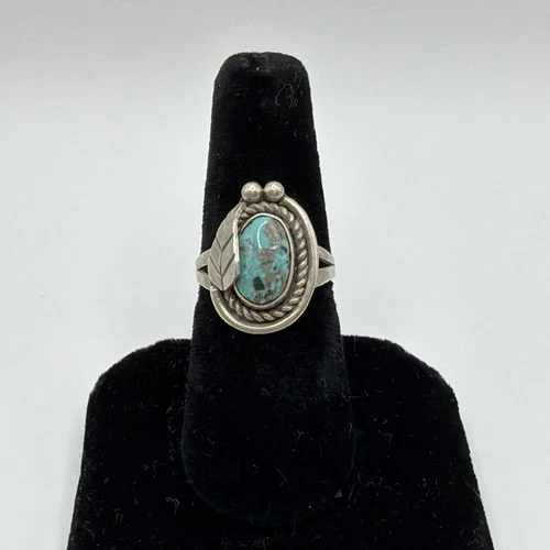 Vintage 925 Sterling Silver Turquoise Ring Size 6.5 Acid Tested