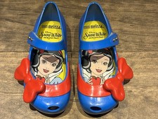 Mini Melissa Girls US 9 Mary Jane Flats Snow White Blue Red Bow Hook Loop